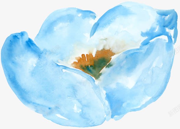 水彩蓝色花朵png免抠素材_88icon https://88icon.com 手绘花朵 水墨花卉 水彩花朵花卉图案