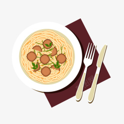 刀叉面条美味汤面食物高清图片