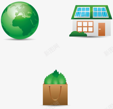 能源图标3款绿色能源标矢量图图标图标