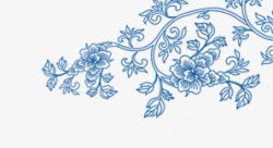 中国古风蓝色花朵装饰素材