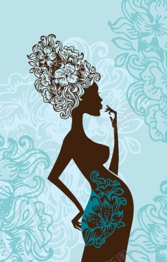 头戴鲜花冠的美女孕妇背景矢量图背景