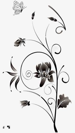 蝴蝶花纹边框装饰素材