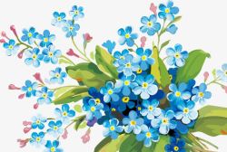 手绘蓝色清新花朵背景素材