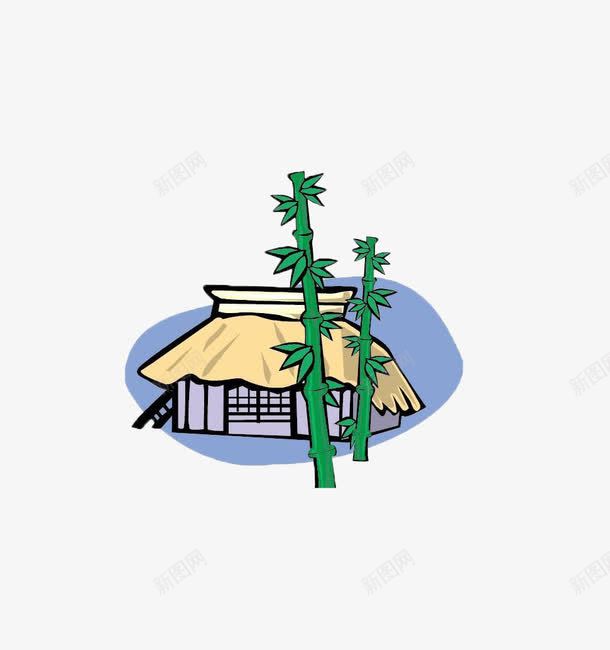 竹林茅屋png免抠素材_88icon https://88icon.com 村屋 竹林 绿色 茅草屋