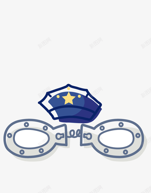 警帽和手铐手绘图png免抠素材_88icon https://88icon.com 五角星图案 手绘图 手铐 警察 警察局 警帽 镣铐