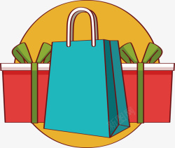 彩色购物袋礼盒标签矢量图素材