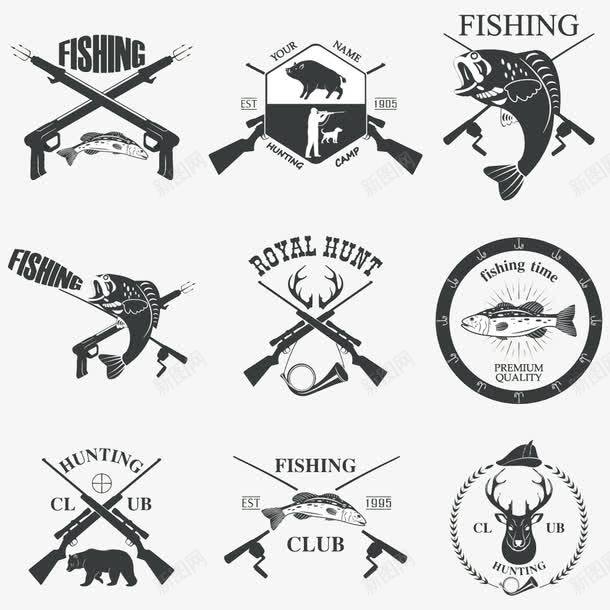 钓鱼标志标志png免抠素材_88icon https://88icon.com 动物 猎枪 野猪