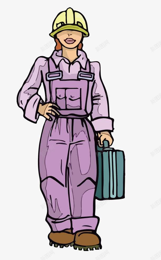 卡通提着工具箱的女工人png免抠素材_88icon https://88icon.com AI 劳动者 卡通 女工人 工具箱