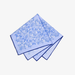 蓝色传统花纹手帕实物素材