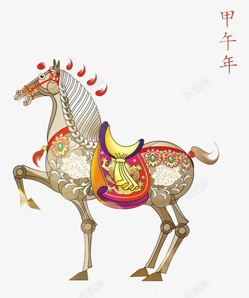 马型邮标png免抠素材_88icon https://88icon.com 卡通 彩色 手绘 白马 红色 跳跃 邮标 马鞍