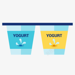 两杯手绘的扁平化酸奶矢量图素材