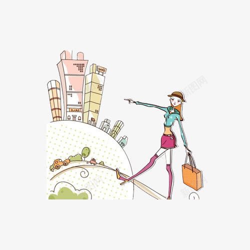 城市建筑png免抠素材_88icon https://88icon.com 卡通 城市建筑 美女