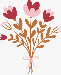 扁平化花束卡通粉色扁平化花束高清图片