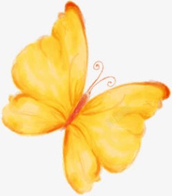 创意手绘飞舞的水彩黄色蝴蝶素材