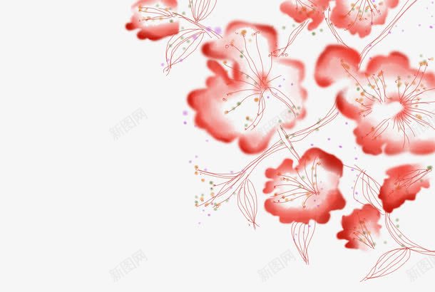 红色花花png免抠素材_88icon https://88icon.com 手绘 水墨 花 花卉