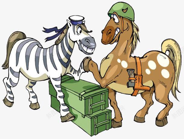 手绘两匹马的竞争png免抠素材_88icon https://88icon.com 争斗 卡通 手绘 箱子 马匹
