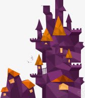紫色卡通城堡海报png免抠素材_88icon https://88icon.com 卡通 城堡 海报 紫色