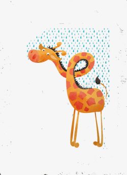 雨中长颈鹿素材