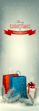 美式冬季圣诞节雪花礼盒背景矢量图背景