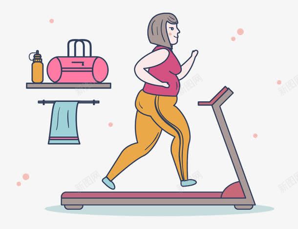 跑步机上的女孩png免抠素材_88icon https://88icon.com 免费png素材 卡通人物 矢量素材 跑步 运动人