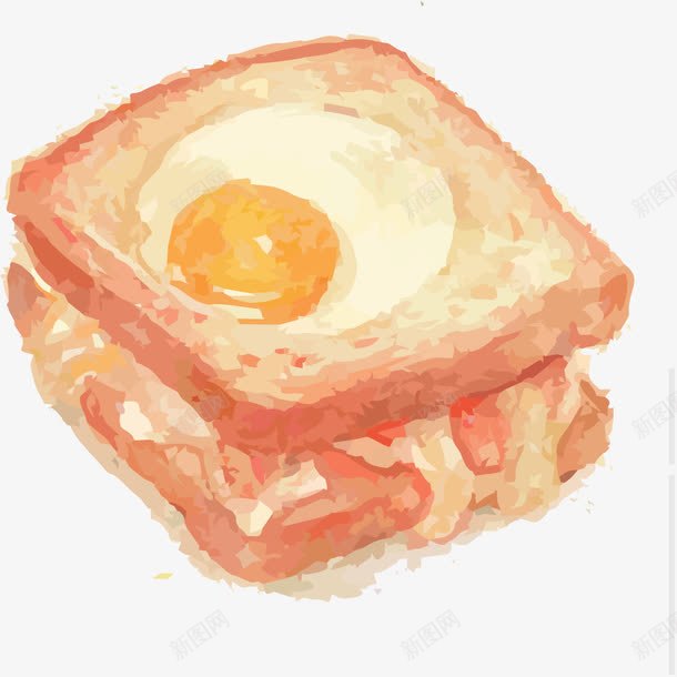 手绘面包鸡蛋png免抠素材_88icon https://88icon.com 手绘插画 美食食物 鸡蛋面包