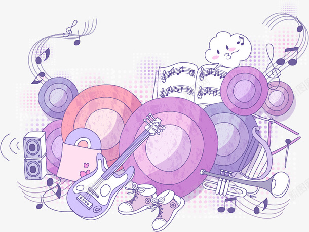 紫色音乐乐器底纹矢量图ai免抠素材_88icon https://88icon.com 乐器 底纹 紫色 音乐 矢量图