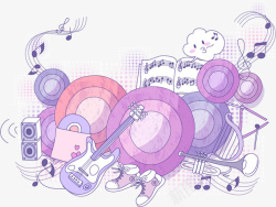 紫色音乐乐器底纹矢量图素材