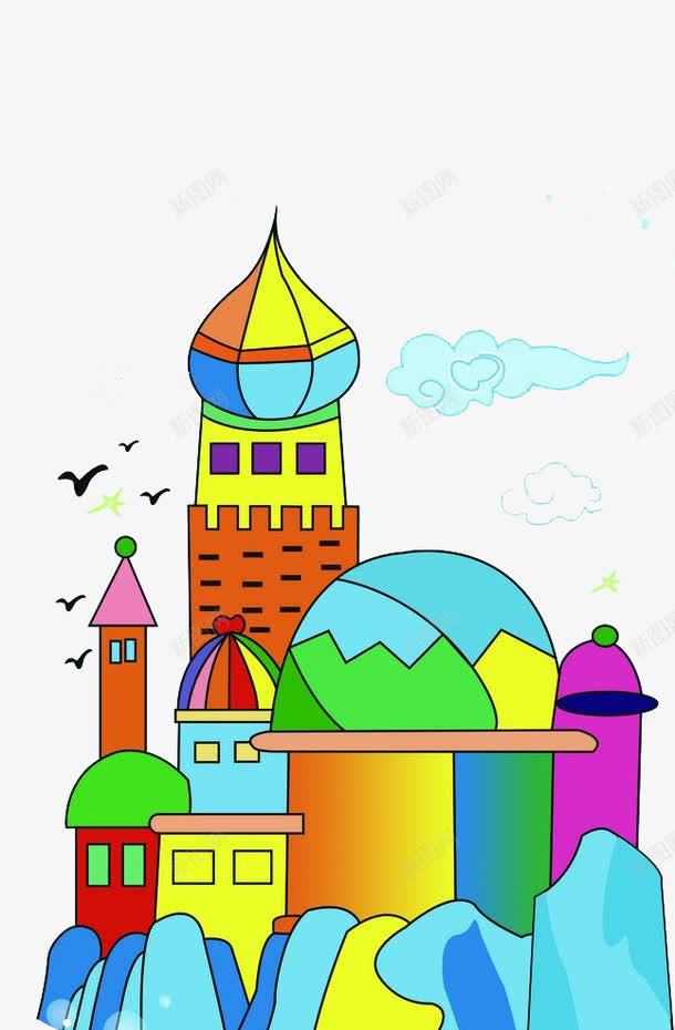 卡通城堡建筑简笔画png免抠素材_88icon https://88icon.com 卡通风格 城堡 城堡简笔画 建筑 彩色 简笔画 装饰图案