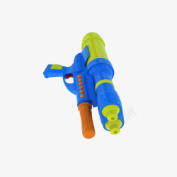 一个蓝黄色小型喷水枪玩具素材