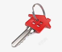 产品实物红色房子钥匙素材