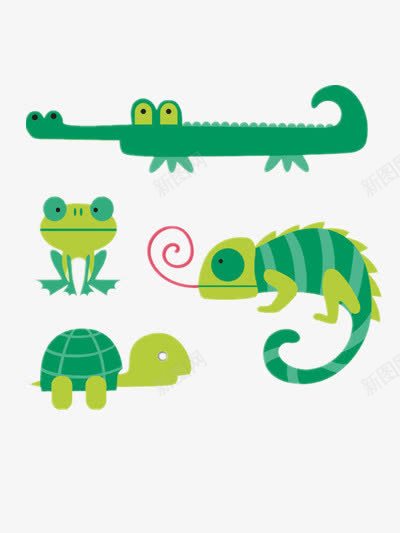 可爱动物卡通png免抠素材_88icon https://88icon.com 乌龟 变色龙 绿色 青蛙