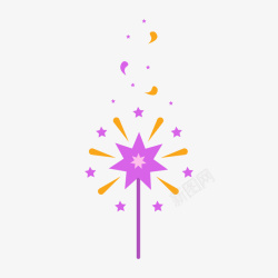 紫色五角星魔术棒元素矢量图素材