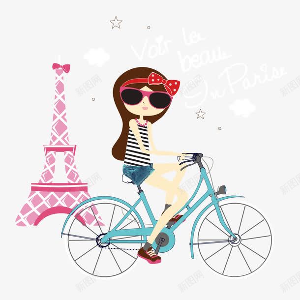 骑自行车的小女孩png免抠素材_88icon https://88icon.com 埃菲尔 墨镜 女孩 自行车