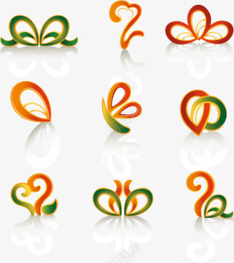 精美蝴蝶花纹logo矢量图图标图标