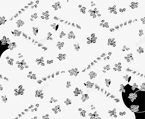 黑白花卉纹样图案矢量图ai免抠素材_88icon https://88icon.com 底纹 花朵纹理素材 黑白花卉纹样图案 矢量图