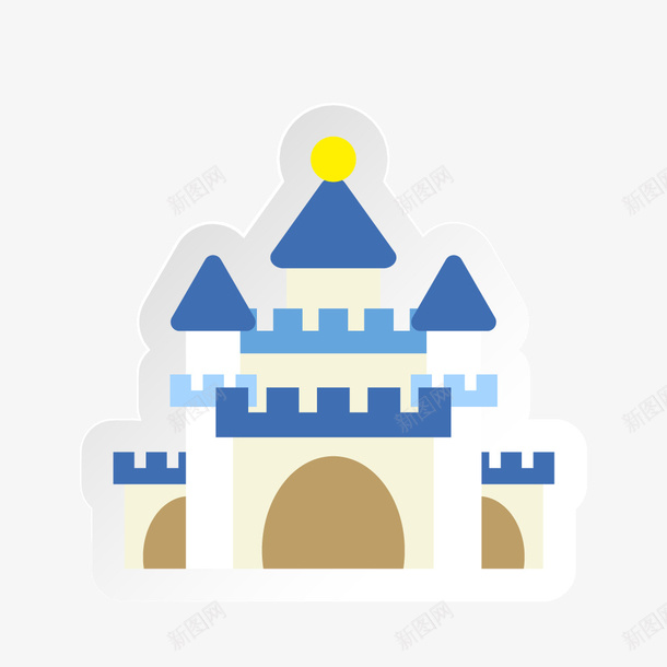 蓝色儿童画城堡矢量图ai免抠素材_88icon https://88icon.com 儿童画 城堡 蓝色 矢量图