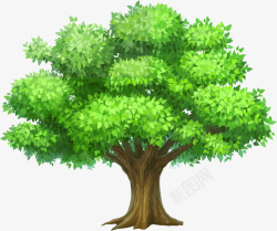 大树素材手绘绿色卡通树高清图片