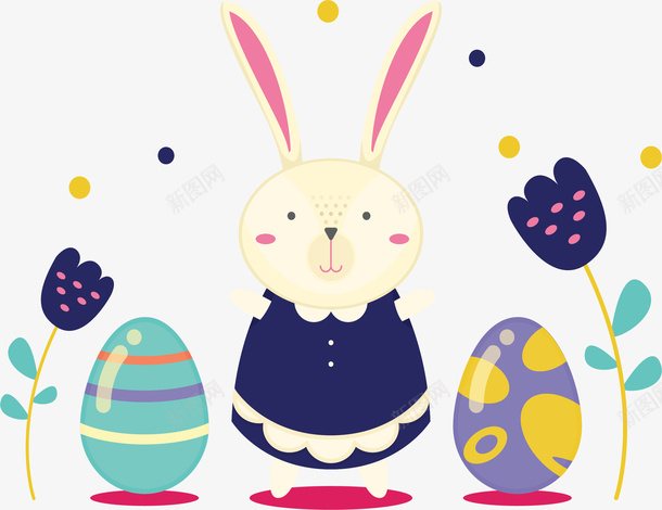 穿裙子的可爱兔子矢量图ai免抠素材_88icon https://88icon.com 可爱兔子 复活节 复活节兔子 彩蛋 矢量png 穿裙子的兔子 矢量图