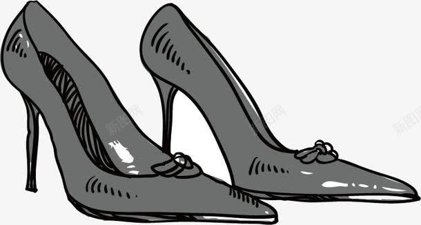 黑色高跟鞋png免抠素材_88icon https://88icon.com 复古 女鞋 手绘 时尚 水彩 高跟 黑色
