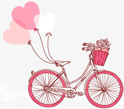 手绘粉色自行车素材