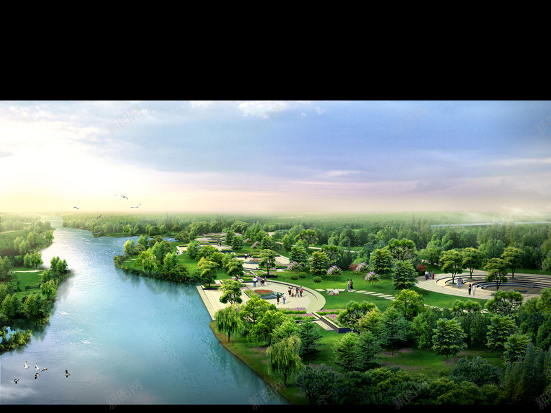 河道公园效果图背景psd设计背景_88icon https://88icon.com 公园 城市规划 大气 效果图 河道 科技 背景素材