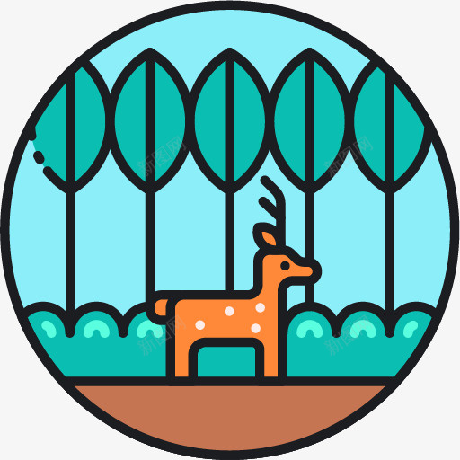 蓝色标签中的小鹿png免抠素材_88icon https://88icon.com 动漫动画 动物 卡通手绘 小鹿 树叶 树木 植物 装饰图