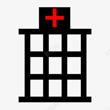 医疗扁平化小图标黑色扁平化住院楼元素矢量图图标图标