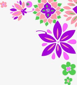 手绘粉紫色花纹装饰素材