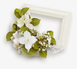 白色花朵装饰相框素材