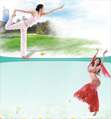 商务天空美女舞蹈瑜伽背景背景