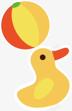头顶球的黄鸭子圆形图标矢量图图标