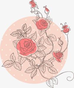 手绘简约玫瑰花图案素材