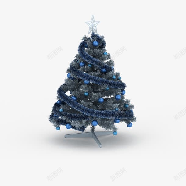 个性蓝色圣诞树片png免抠素材_88icon https://88icon.com 圣诞五角星 圣诞树元素 圣诞球 圣诞高清图片 彩带