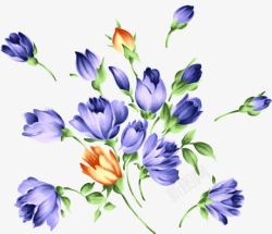 创意手绘紫色的玫瑰花效果素材